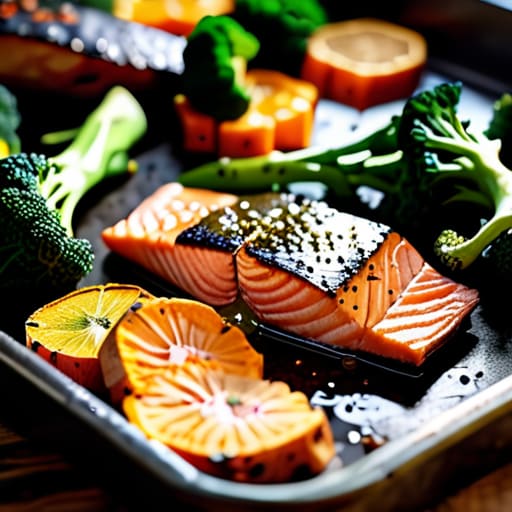 Healthy meal using The Sheet Pan Strategy.